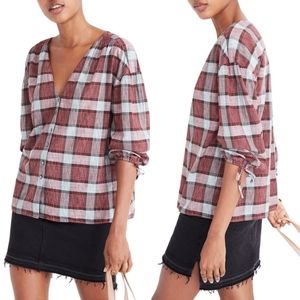 Madewell Morningview Plaid Tie-Sleeve Shirt